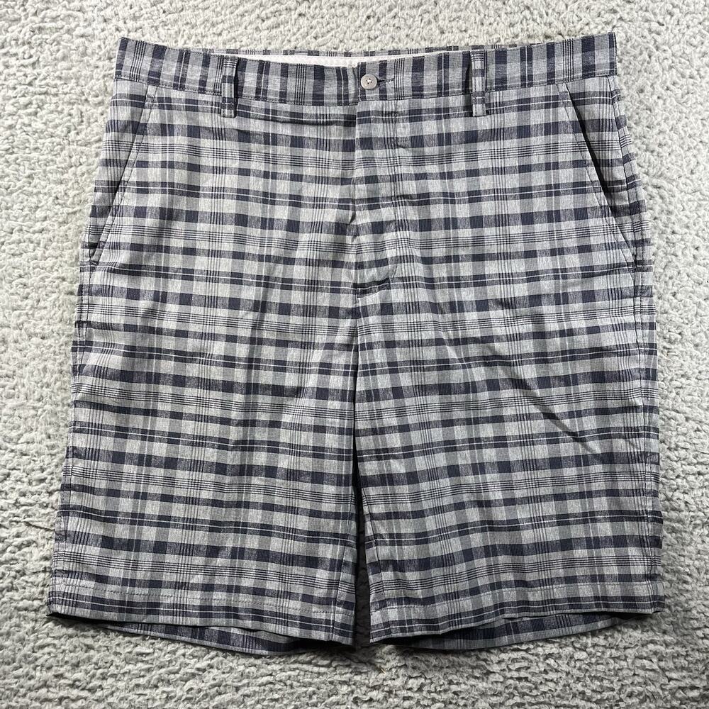 FootJoy FJ Mens Size 36 Gray Black Plaid Performance Golf Shorts Flat Front